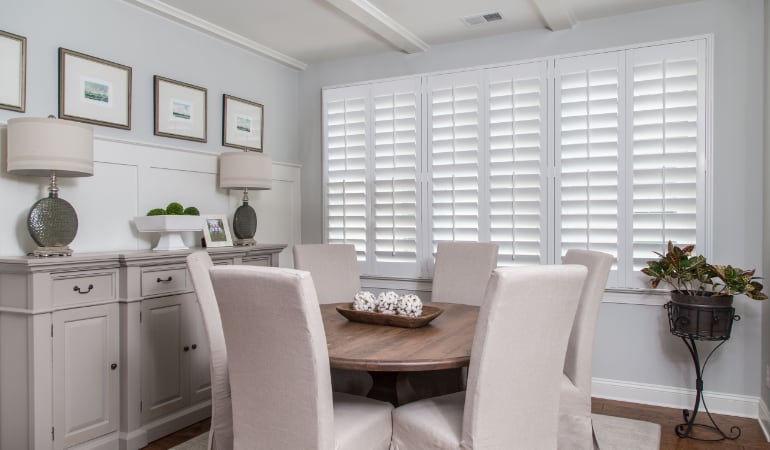  Plantation shutters in a Jacksonville dining room.